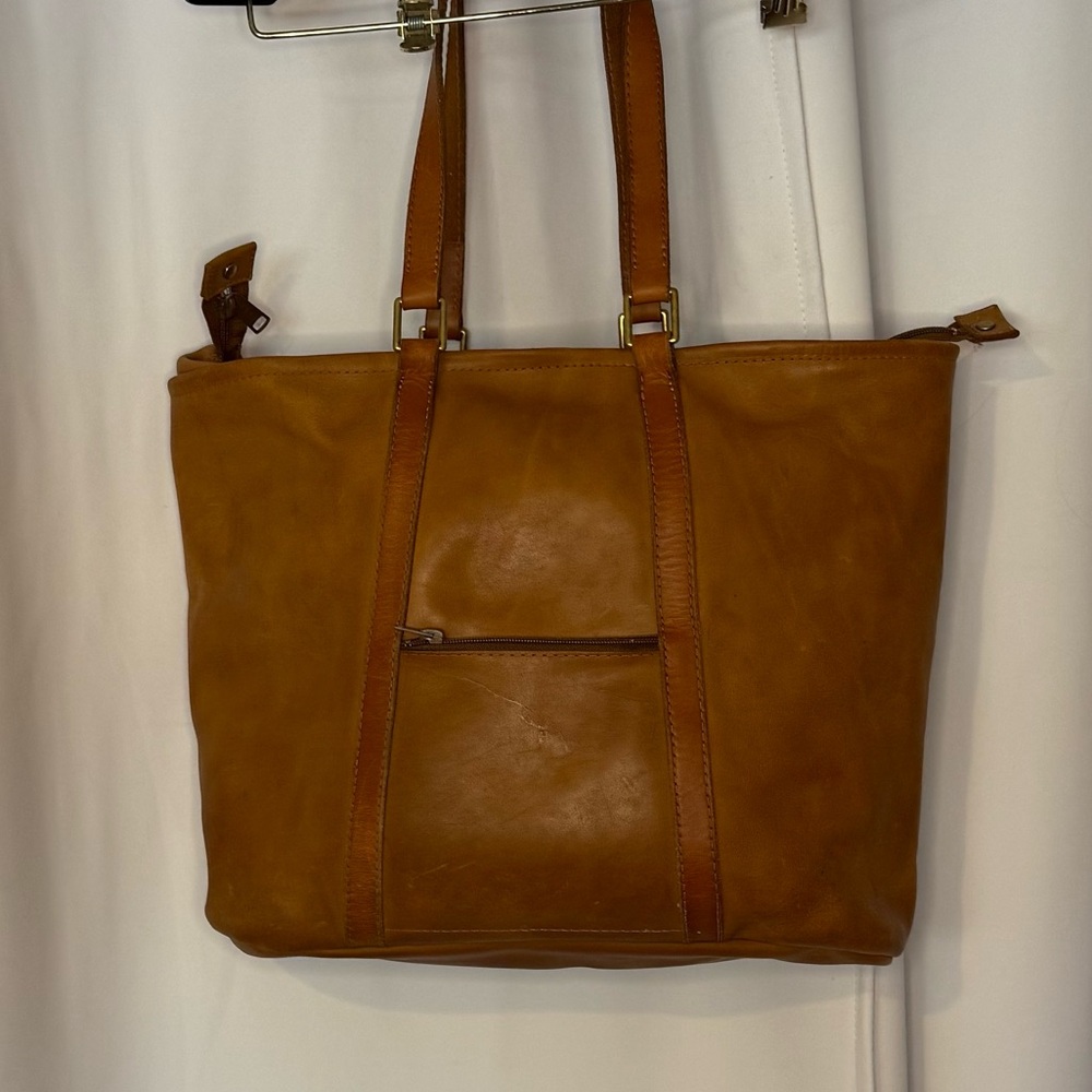 C&C California Large Tan Brown Leather Tote Bag